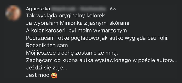 Polish comment from a MINI owner with the same model year