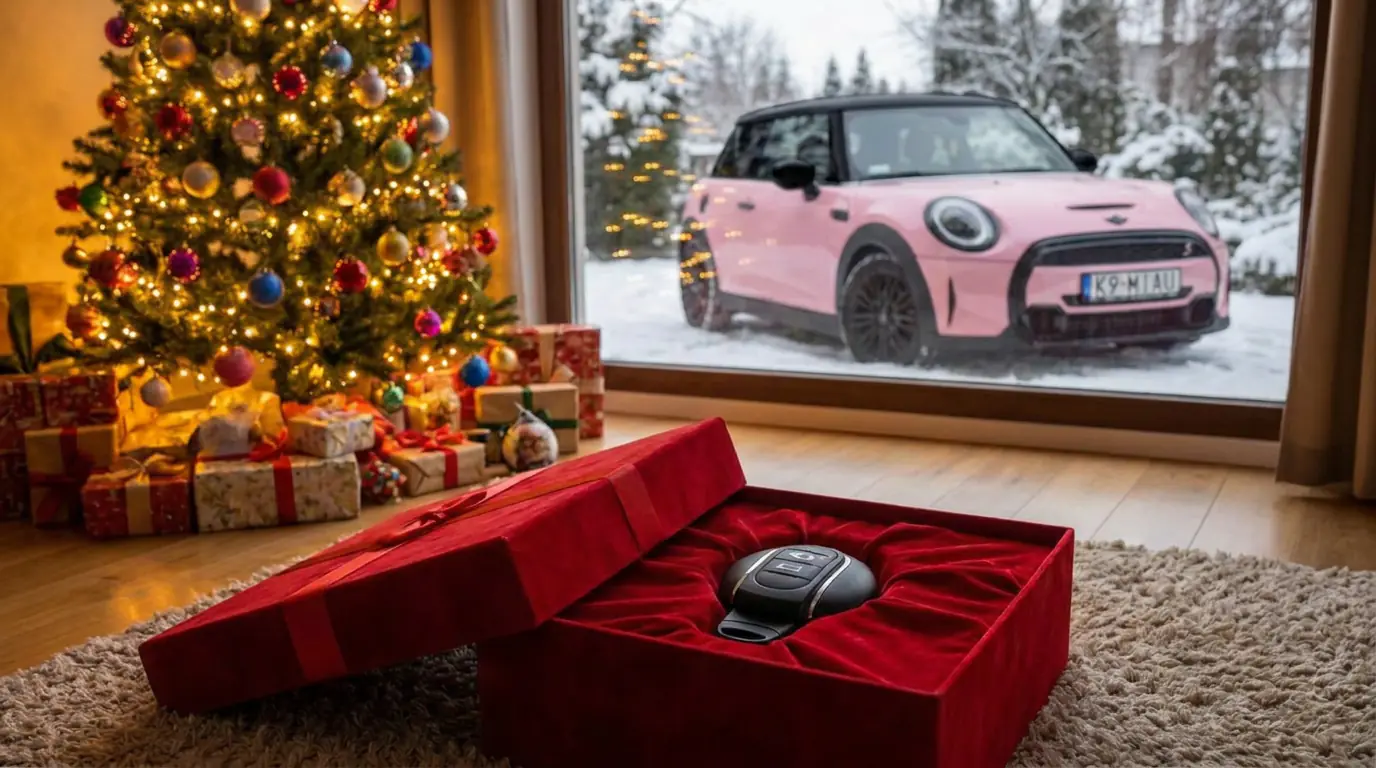 Grafika AI: kluczyk do MINI pod choinką